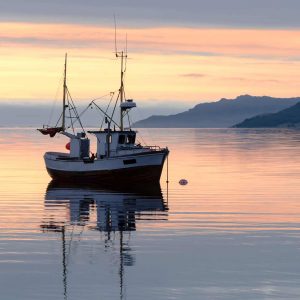 Fishing boat sunset